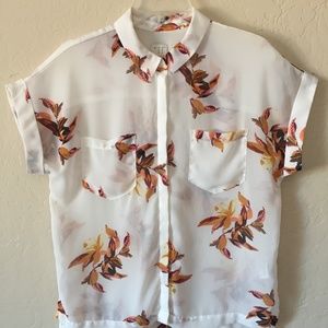 Target-A New Day Women Short Sleeves Flower Blouse